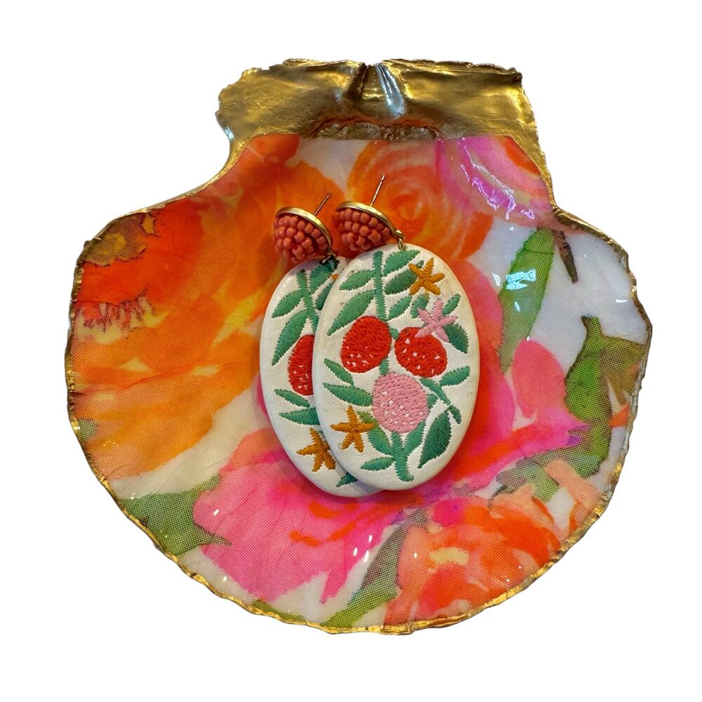 Spring Blossom Pink and Orange Seashell Jewelry Dish Coastal Decor - Picture 2 of 4